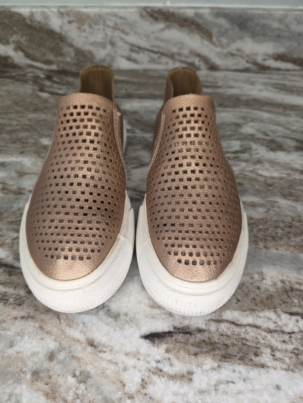 Restricted Women’s Slip-On Perforated Casual Sneakers - Rose Gold - Picture 2 of 8